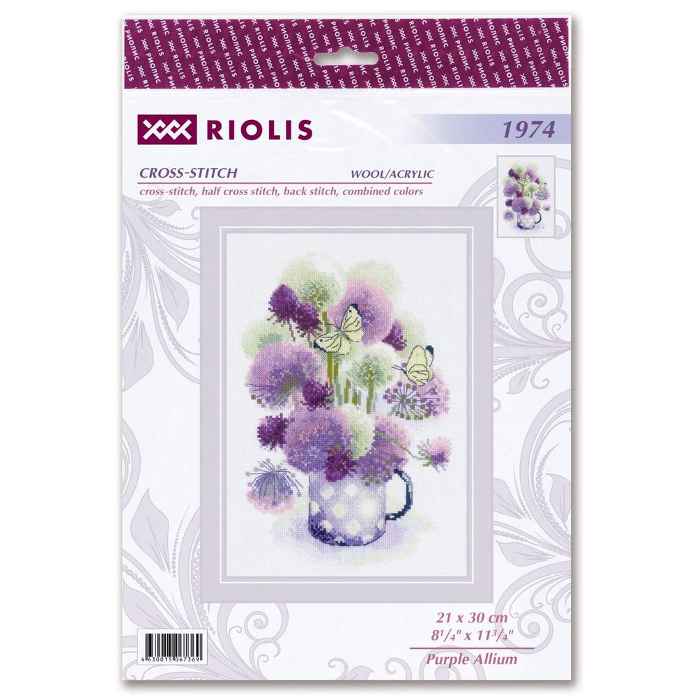 Riolis 1974 kit point de croix compté Allium violet 3