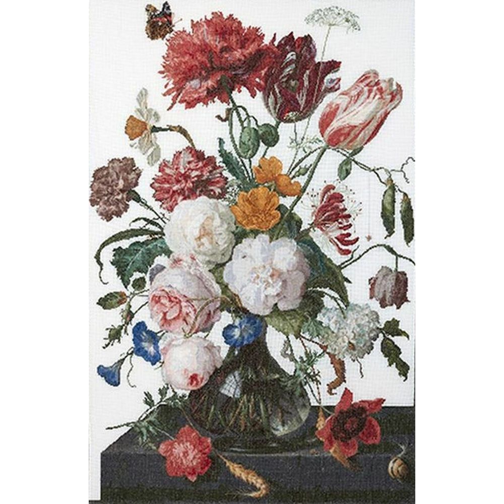 Thea Gouverneur 785 - kit point de croix compté - vase de fleurs
