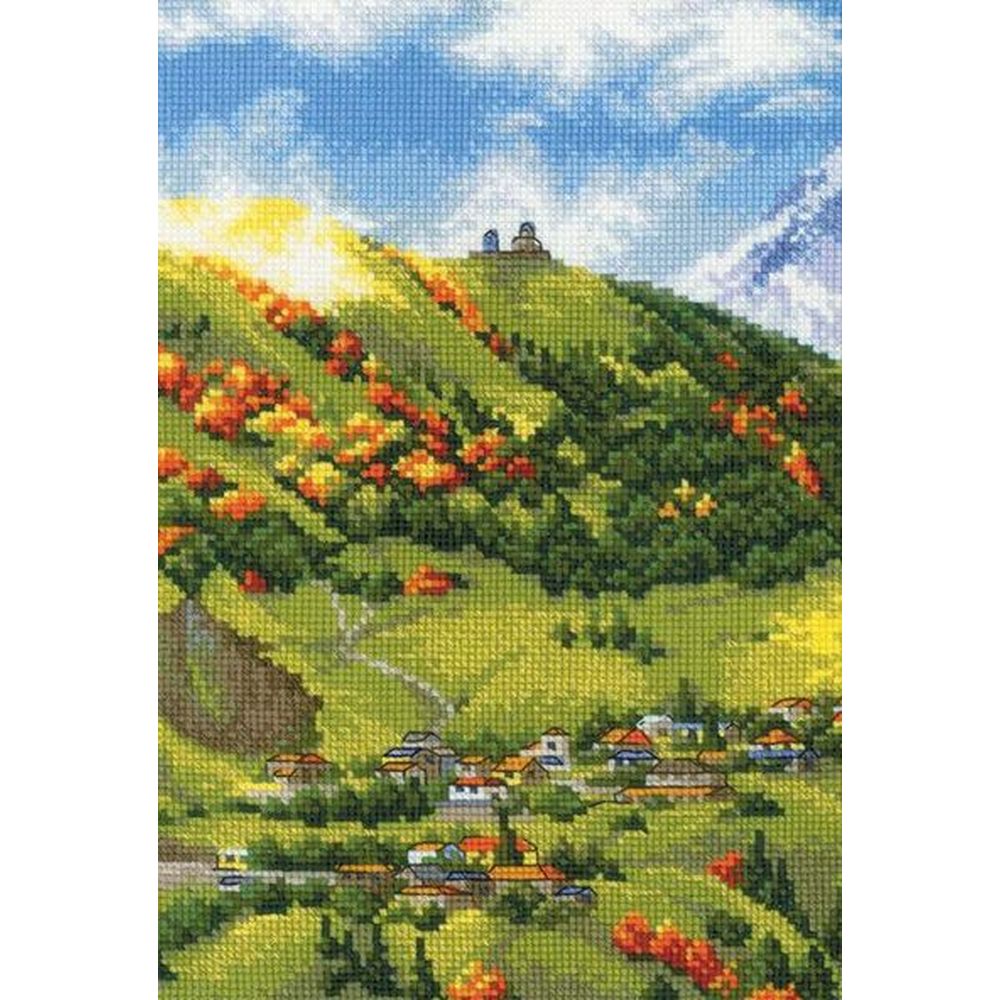 Riolis 2072 - kit point de croix compté - Village de Montagne - 4