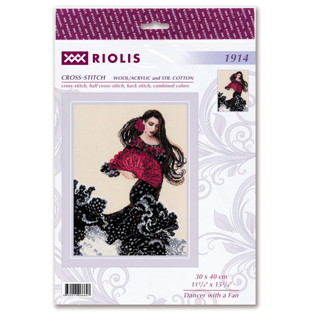 Riolis 1914 - kit point de croix compté - Danseuse avec un éventail  - 3