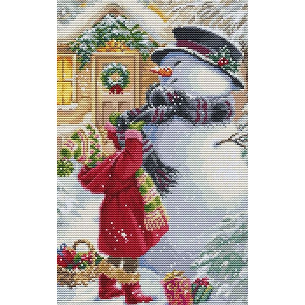 Luca-S BU5018 - kit point de croix compté - La fille aux cadeaux - 4