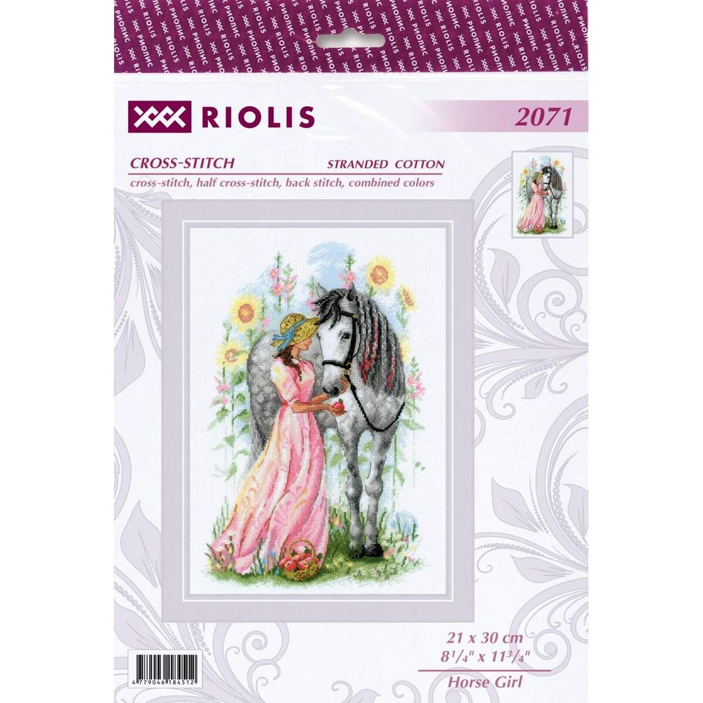 Riolis 2071 kit point de croix compté Fille avec son cheval 1
