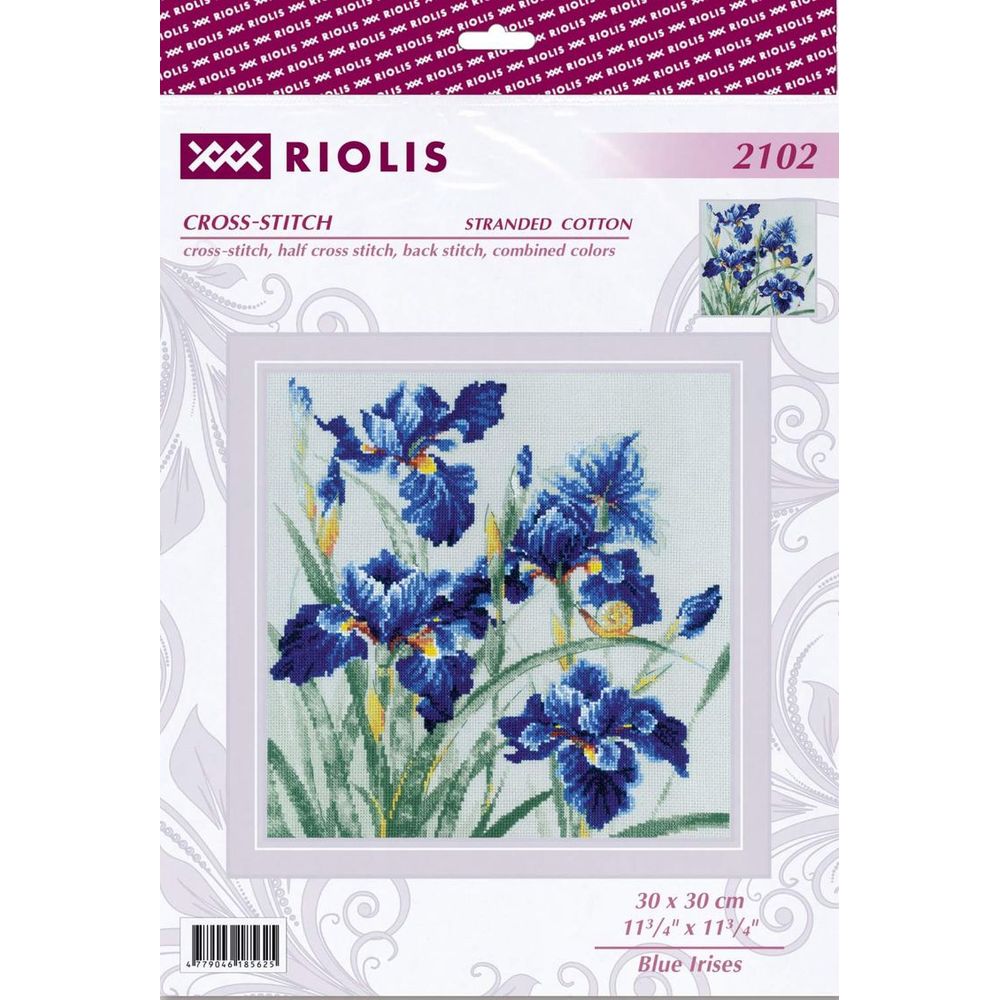 Riolis 2102 -kit point de croix compté Iris bleus 1