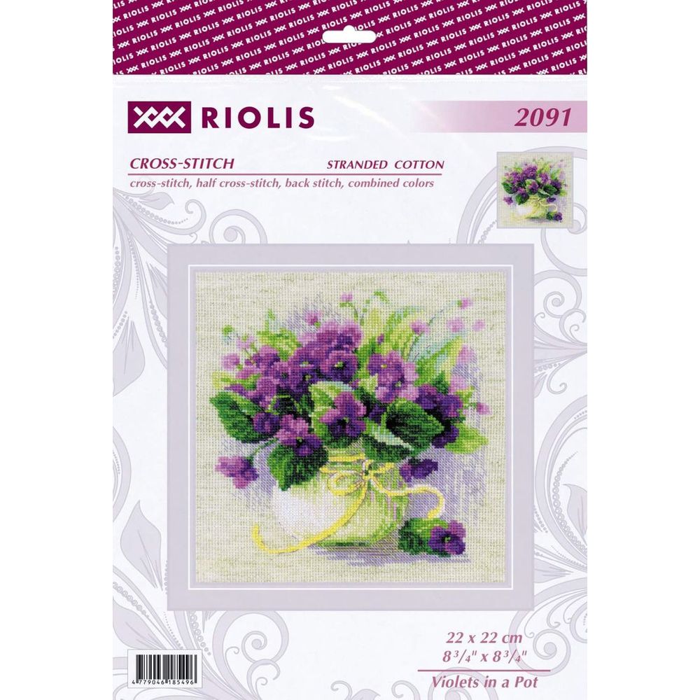 Riolis 2091 kit point de croix compté Violettes en pot 1