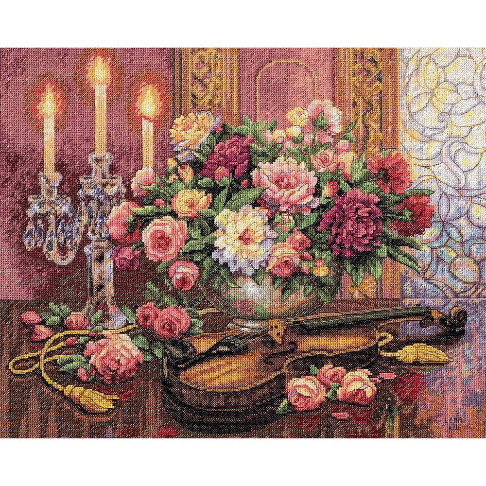 DIMENSIONS 35185 kit point croix compté Floral romantique 1