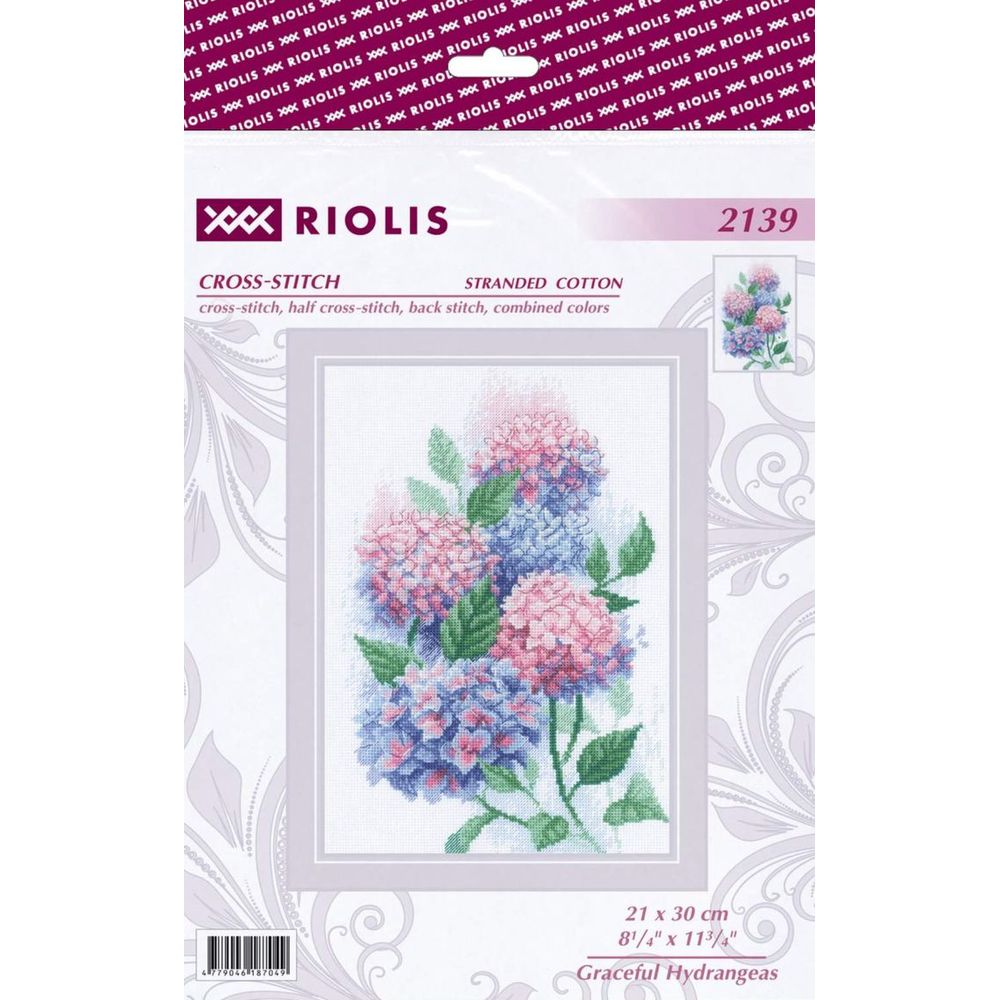 Riolis 2139  kit point croix compté  Hortensias gracieux 1