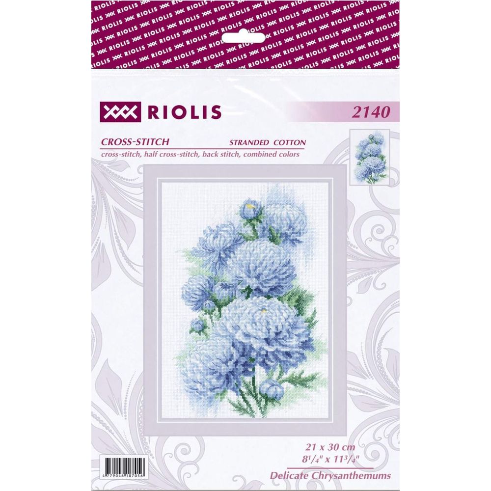 Riolis 2140  kit point croix compté  Chrysanthèmes délicats 1