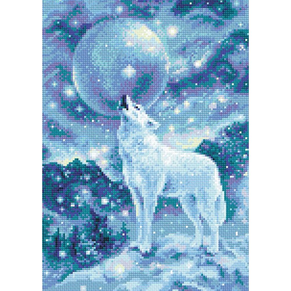 Broderie Diamant  Loup au clair de lune  AM0042  Riolis