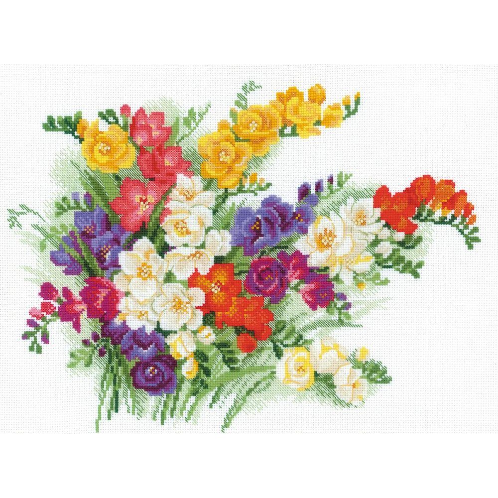 Riolis 1561  kit point croix compté  Fleurs de freesias