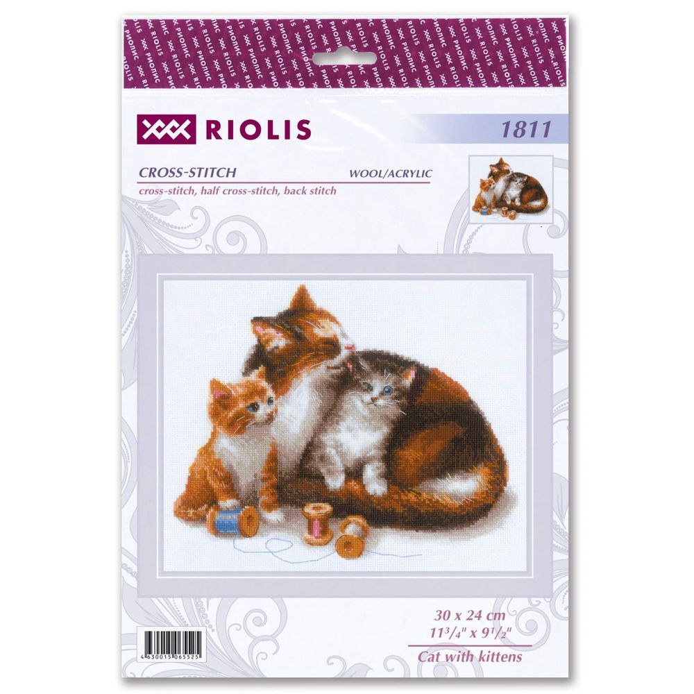 Riolis 1811  kit point de croix compté  Chat et chatons  1