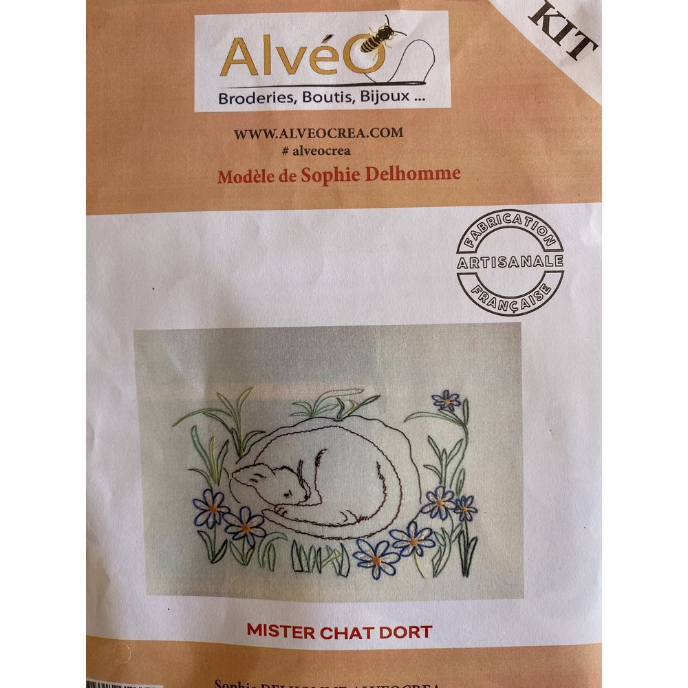 kit de broderie  Traditionnelle  Alvéo 40206  Chat dort  4