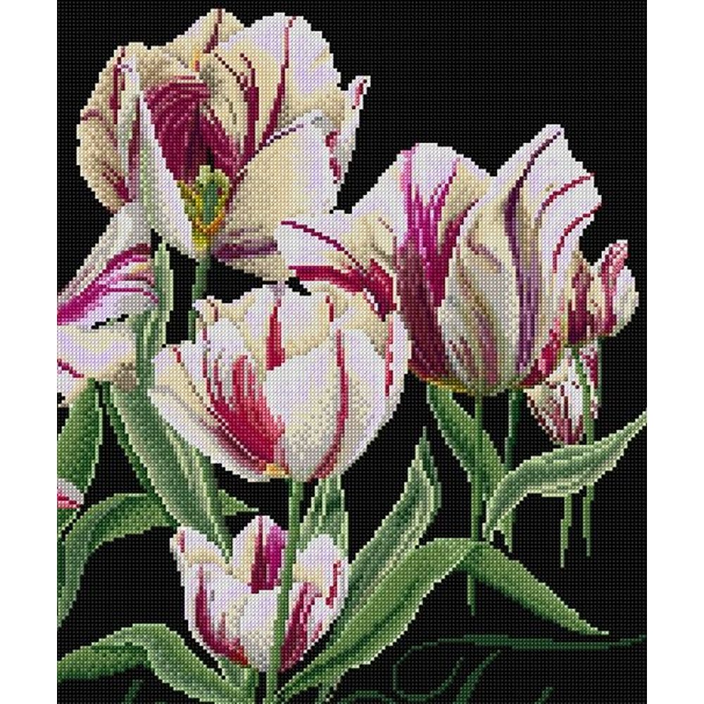 Thea Gouverneur 447-05  kit point de croix compté  Rembrandt Tulipes  2