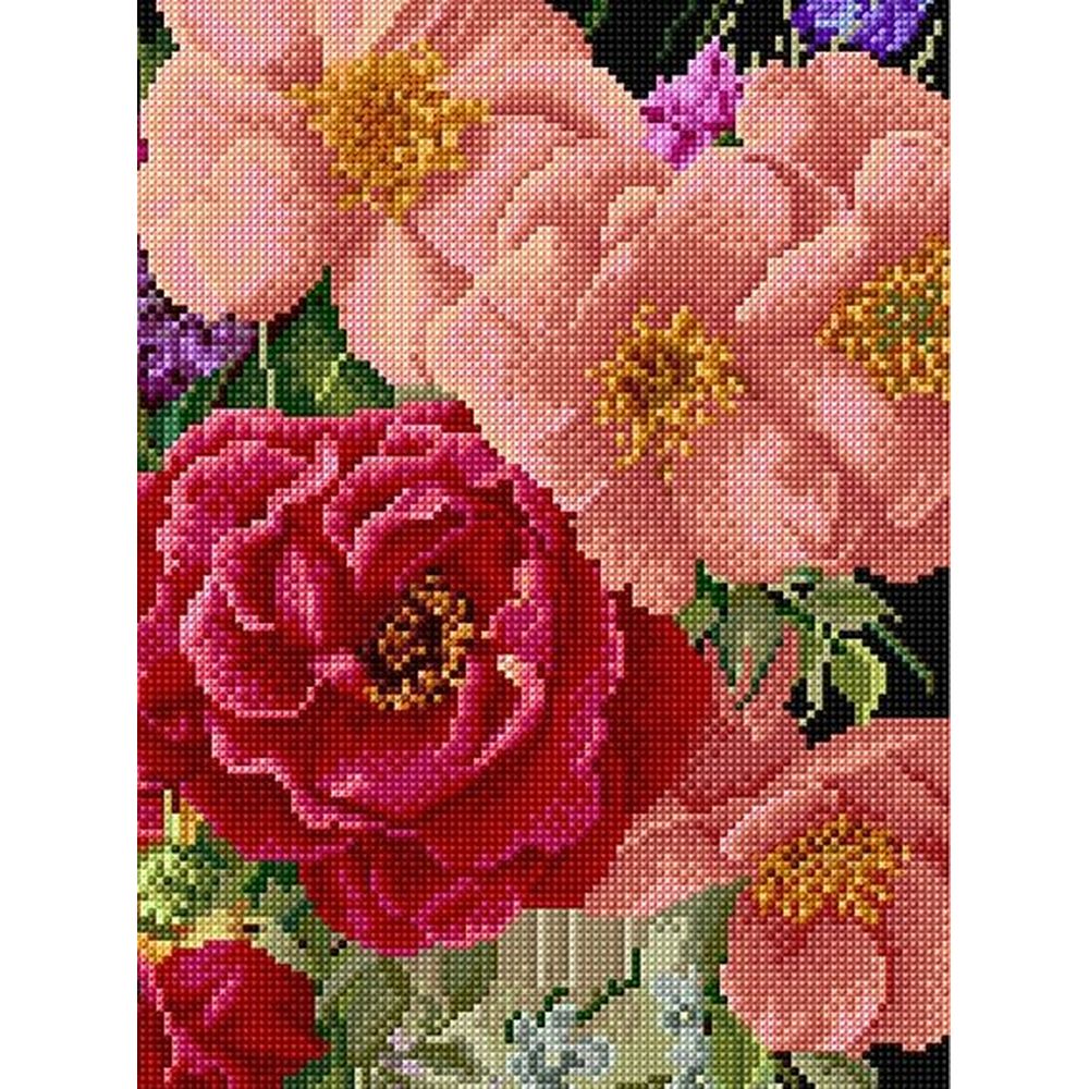 Thea Gouverneur 3019-05  kit point de croix compté  Rose en bouquet  2