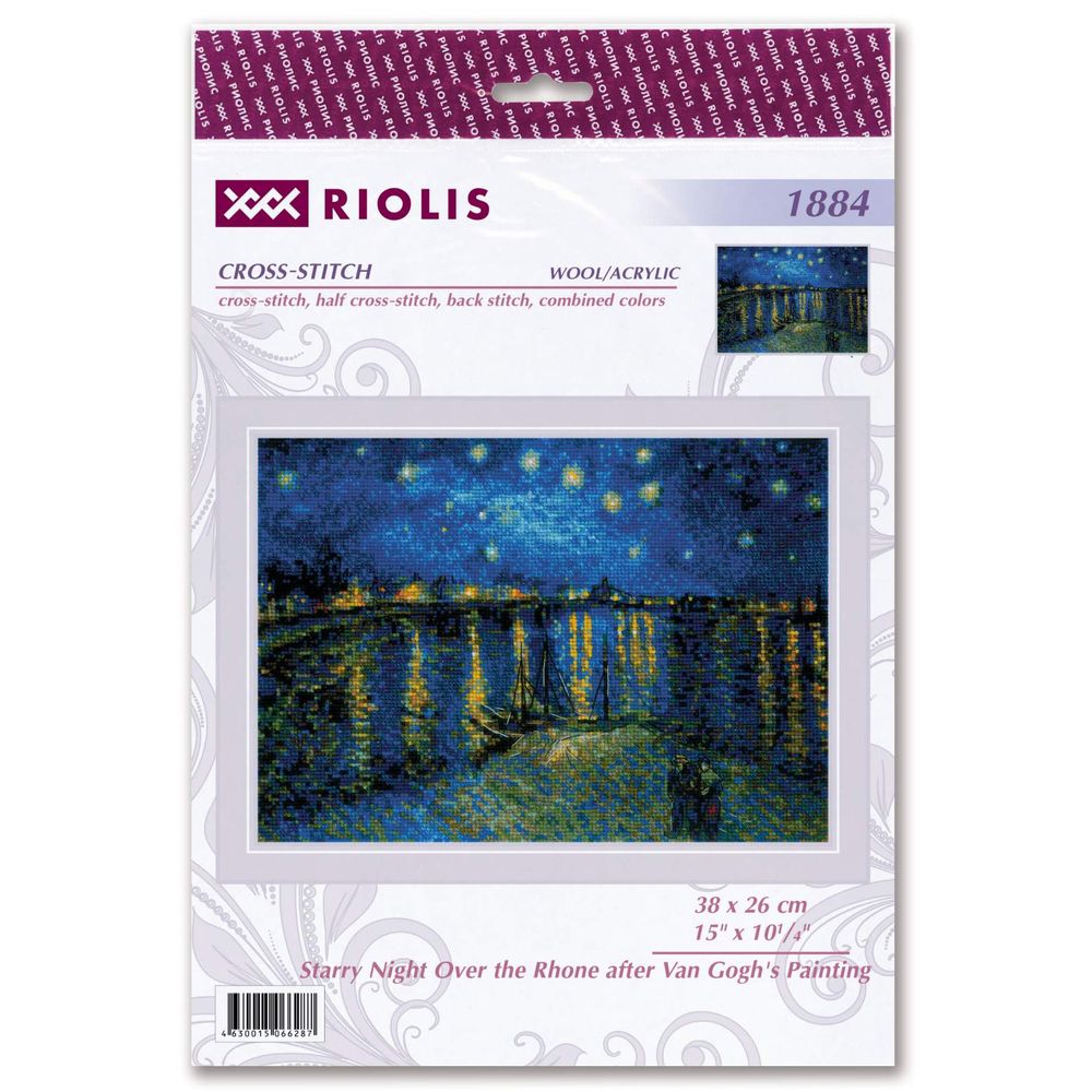 Riolis 1884  kit point de croix compté  Nuit étoilée sur le Rhône  1