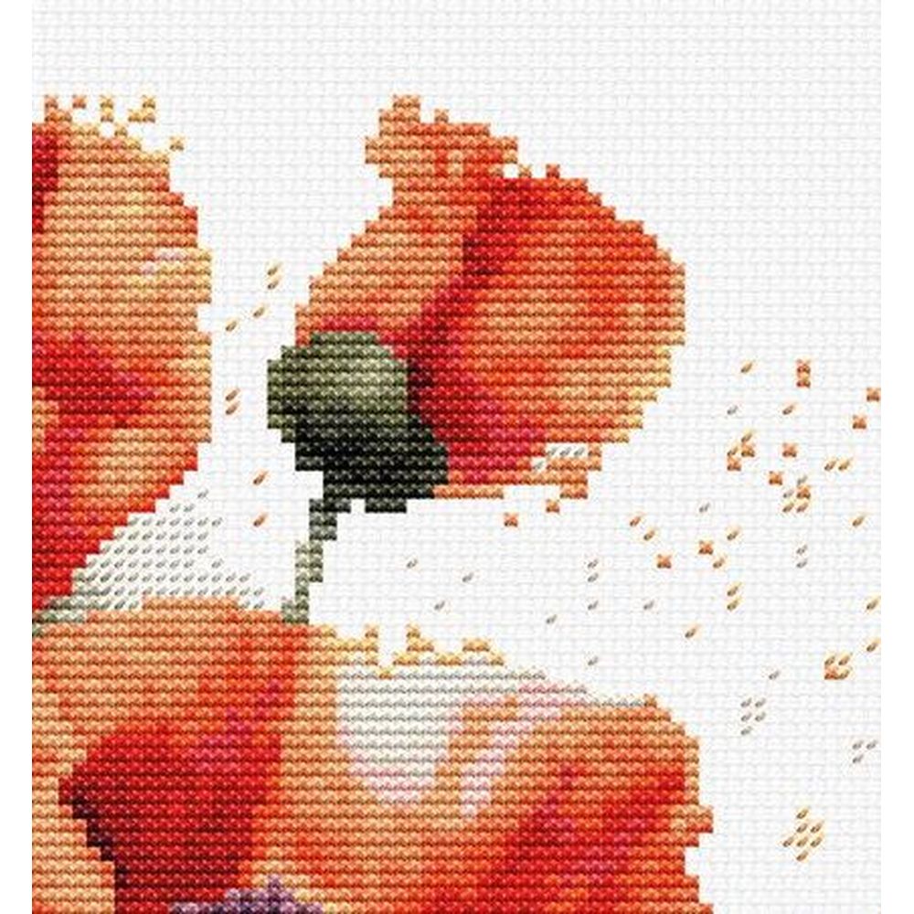 Luca-S B7024  kit point croix  Les fleurs de coquelicot  5