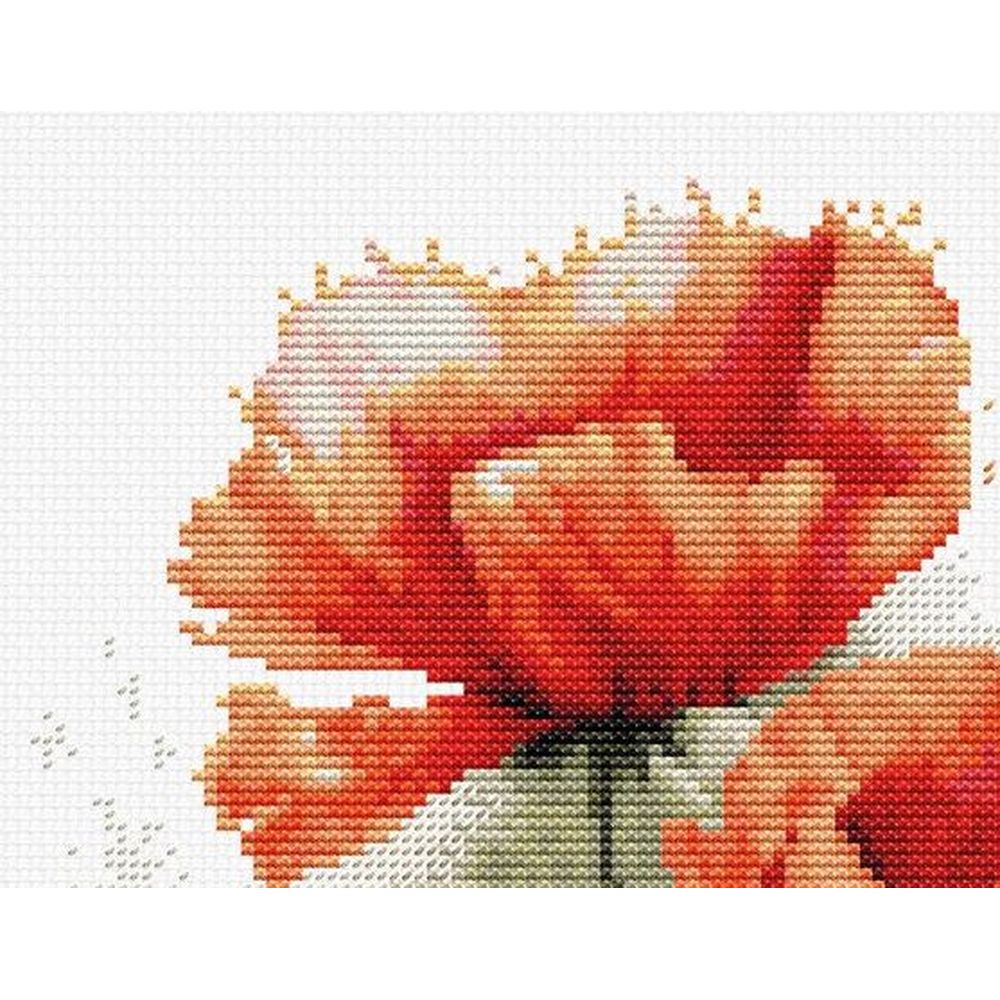 Luca-S B7024  kit point croix  Les fleurs de coquelicot  3