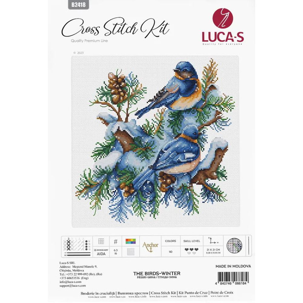 Luca-S B2418  kit point croix  Les oiseaux hiver  1