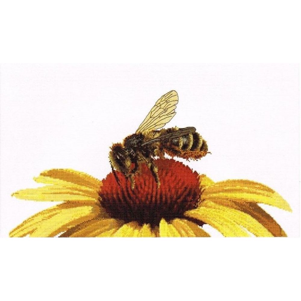 Thea Gouverneur 585  kit point croix  abeille sur échinacée jaune