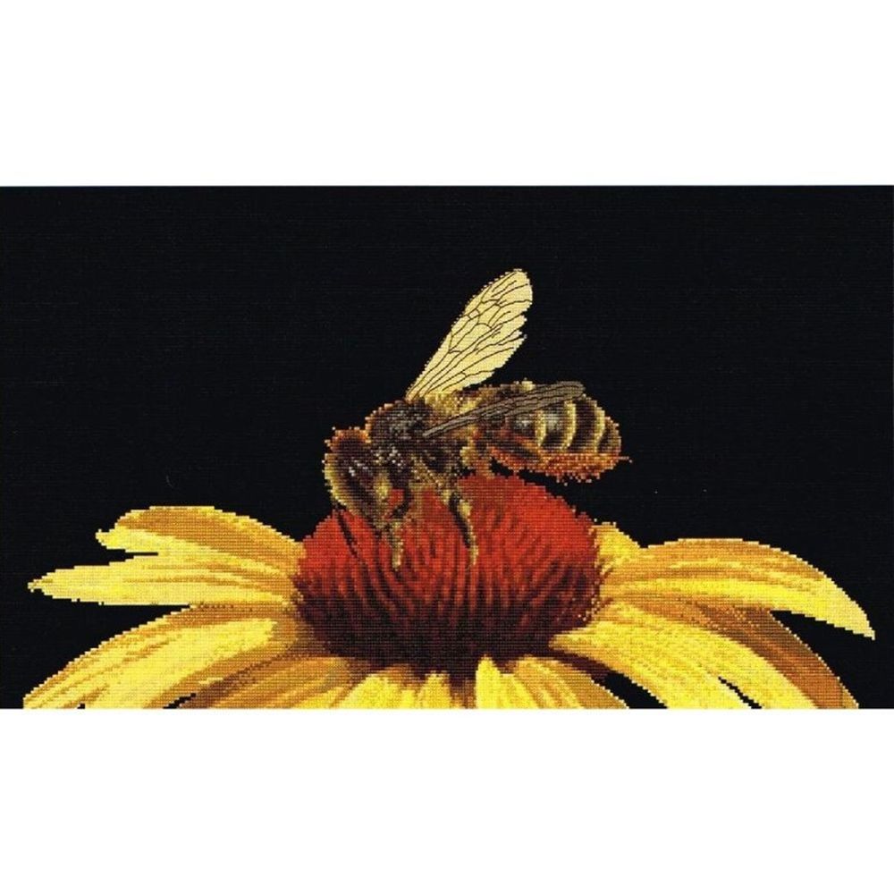 Thea Gouverneur 585-05  kit point croix  abeille sur échinacée jaune