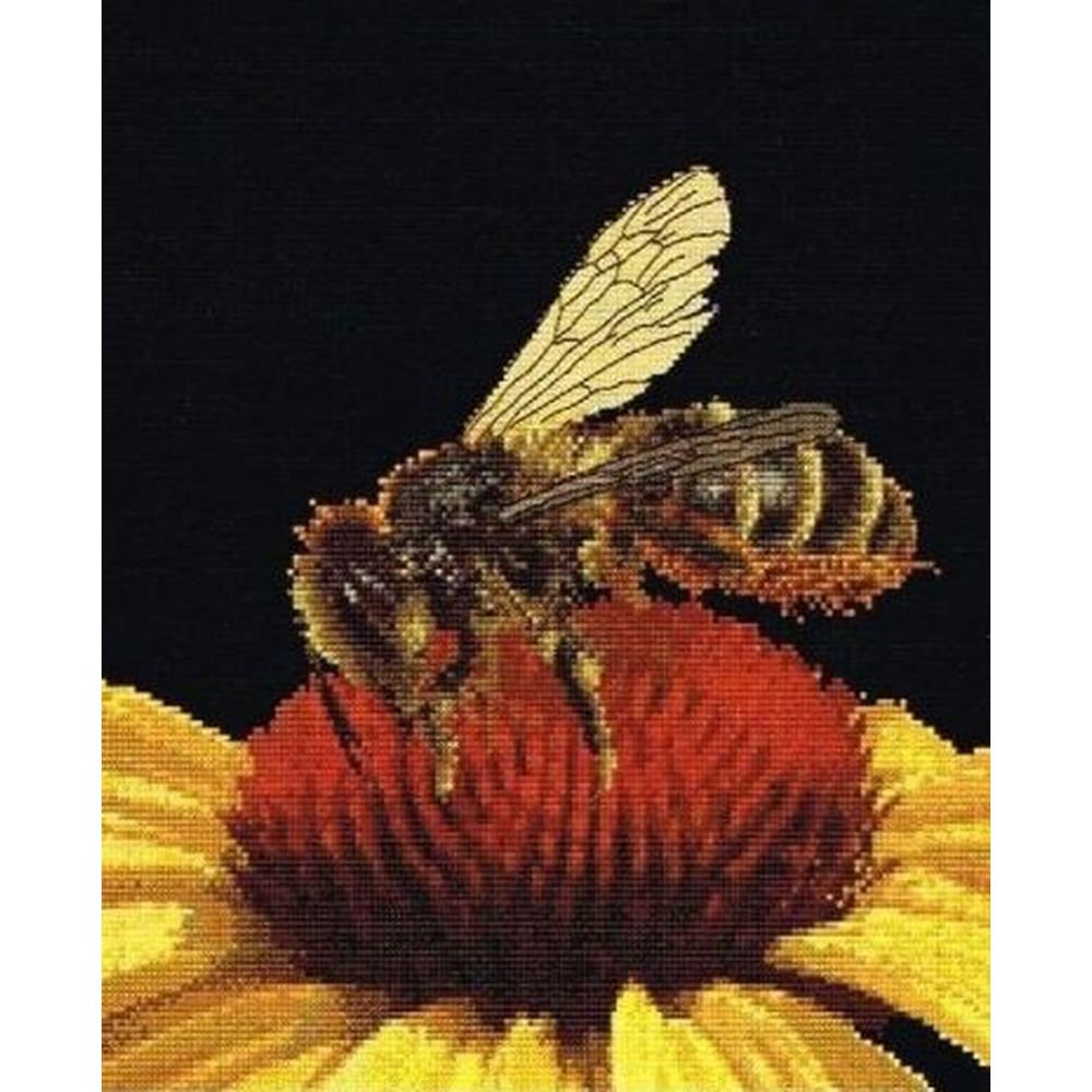Thea Gouverneur 585-05  kit point croix  abeille sur échinacée jaune  2
