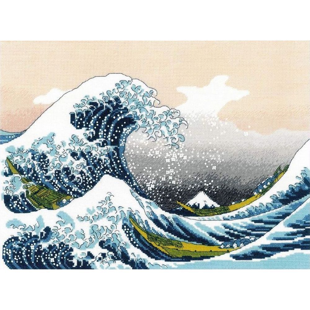 Riolis 2186  kit point croix  La Grande Vague au large de Kanagawa daprès lœuvre de K. Hokusai  5