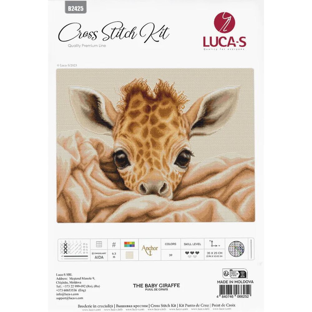 Luca-S B2425  kit point croix compté  Le bébé girafe  1