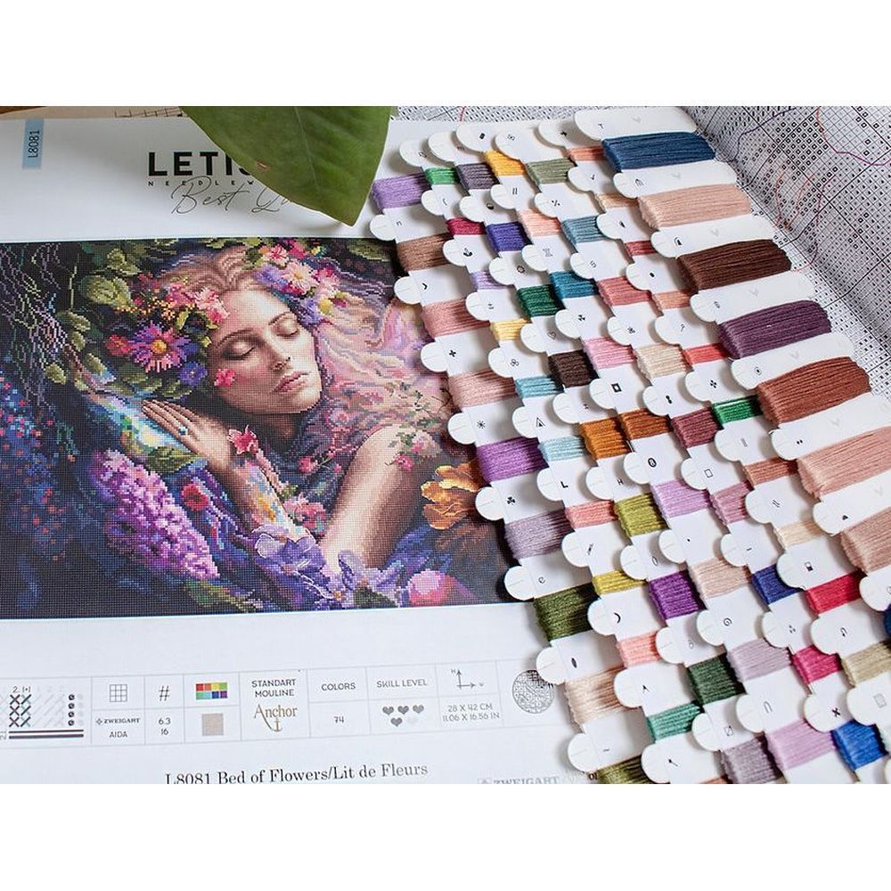 Letistitch 8081  kit point croix compté  Lit de Fleurs  1