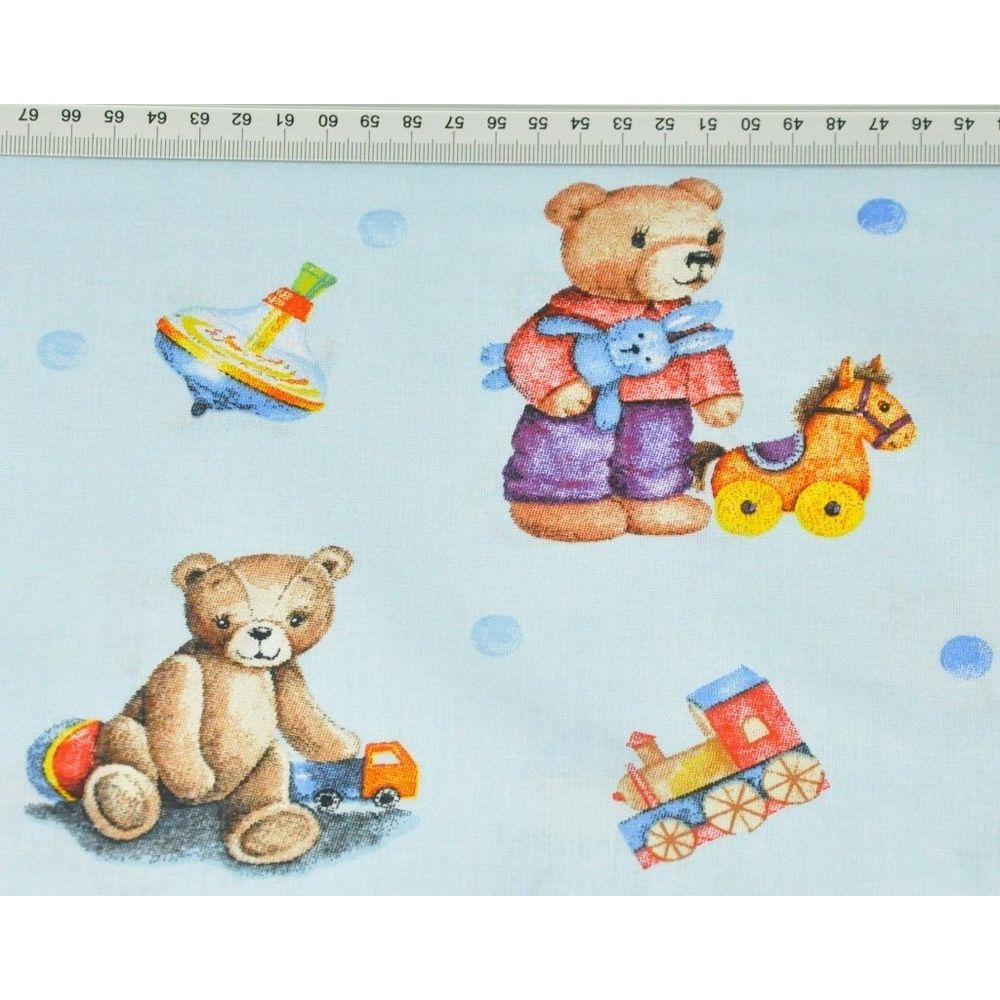Tissu Coton Oeko Tex  ours en peluche avec des jouets  00055  1