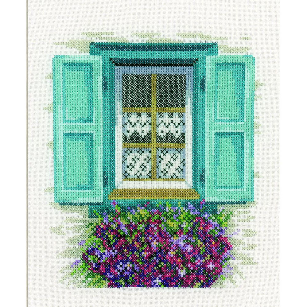 Fenêtre bleu fleurie  0167123  Lanarte