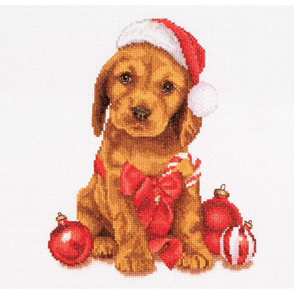 Thea Gouverneur 730  kit point croix  Christmas Puppy