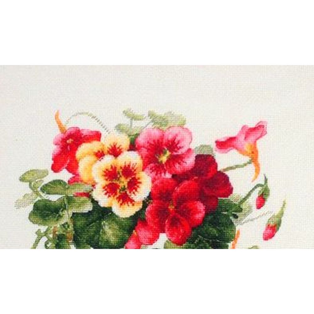 LanSvit  A003  kit point de croix compté  Fleurs de capucines  5