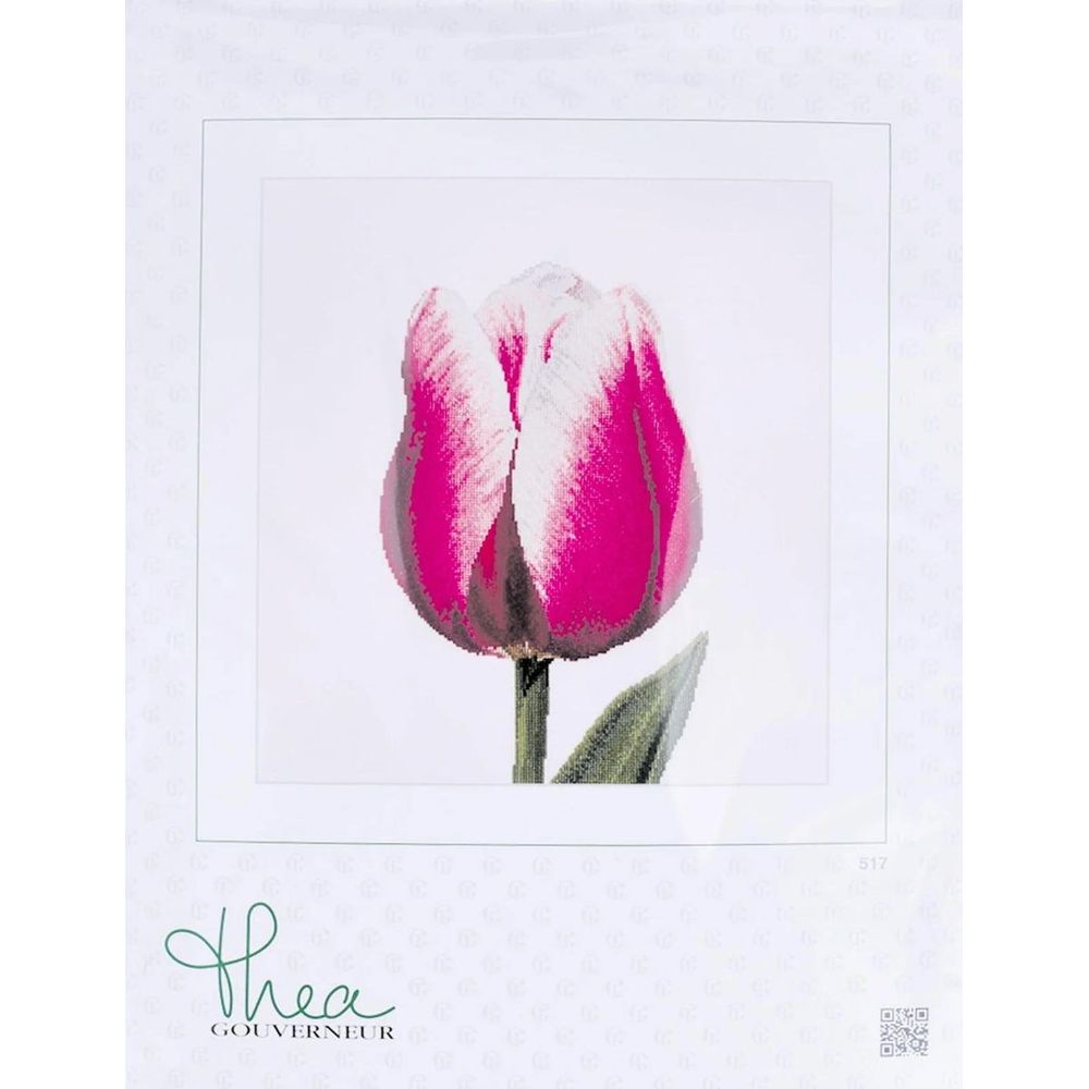 Thea Gouverneur 517  kit point de croix compté Tulipe Triomphe rouge et blanc  2