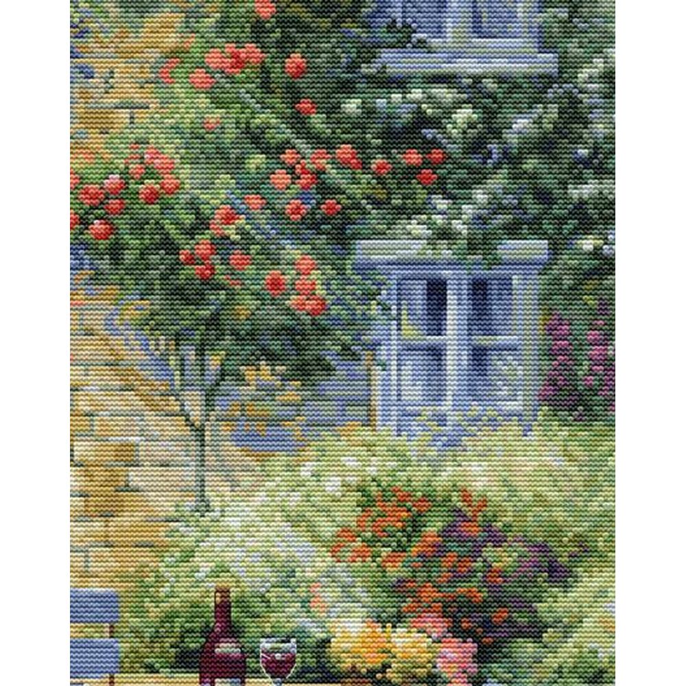 Luca-S  BU5055  kit point croix  Jardin romantique  4