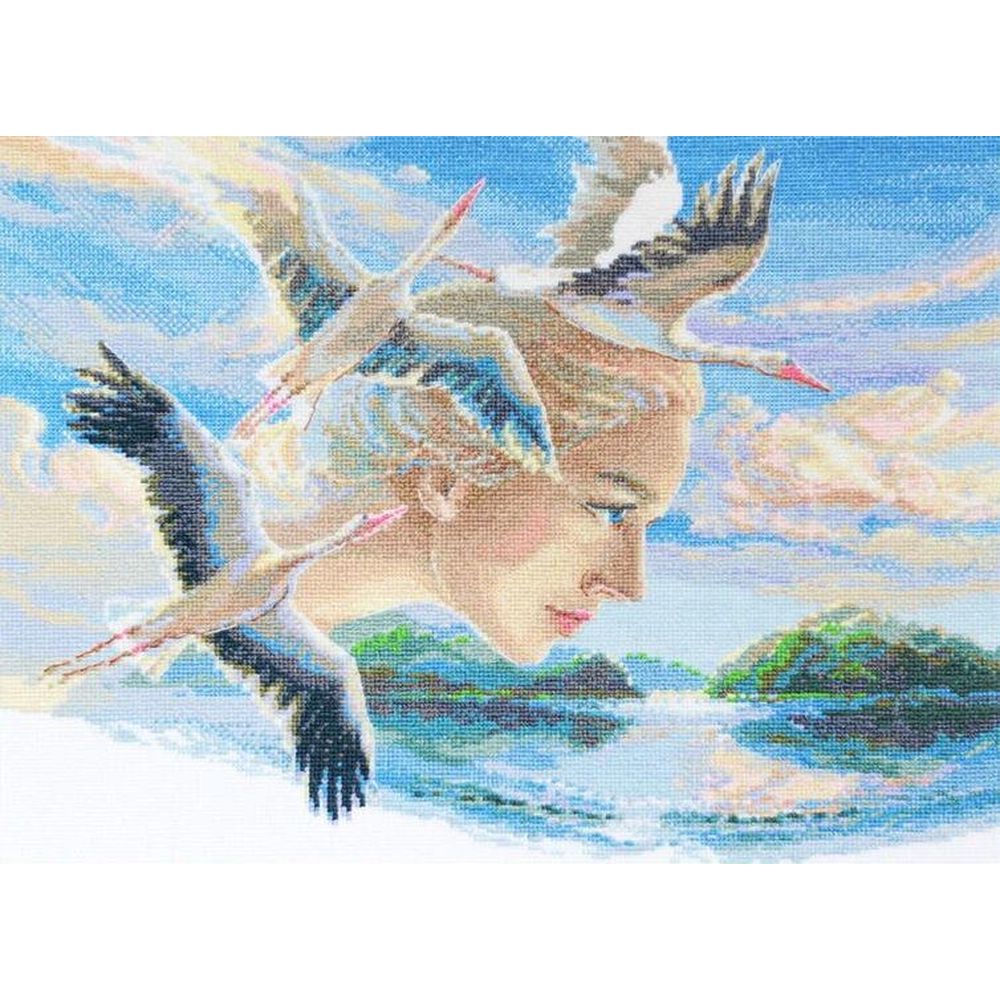 Aine  A1002  kit point croix compté Mére nature Sky
