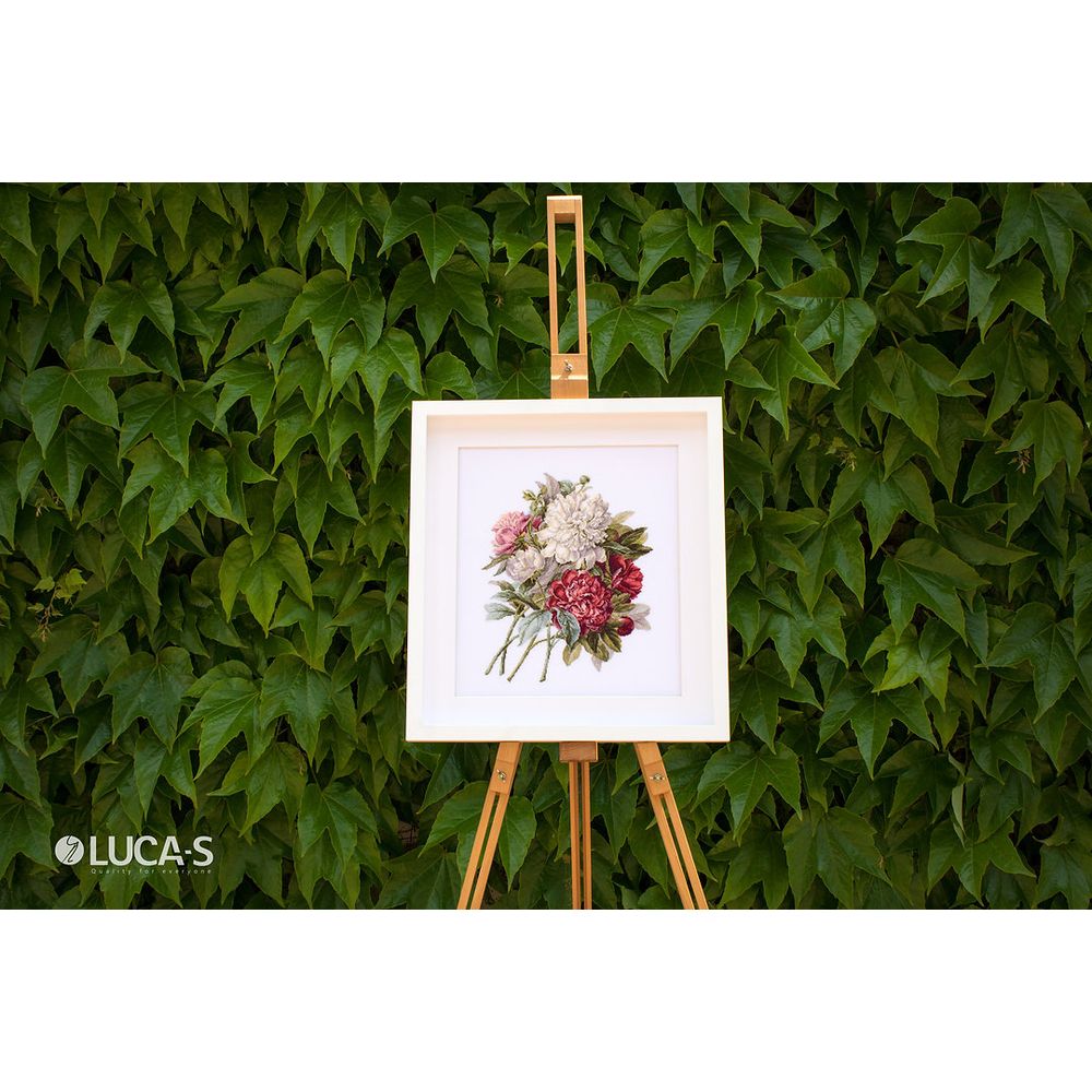Luca-S B2355  kit point de croix compté  Bouquet de Pivoines  1