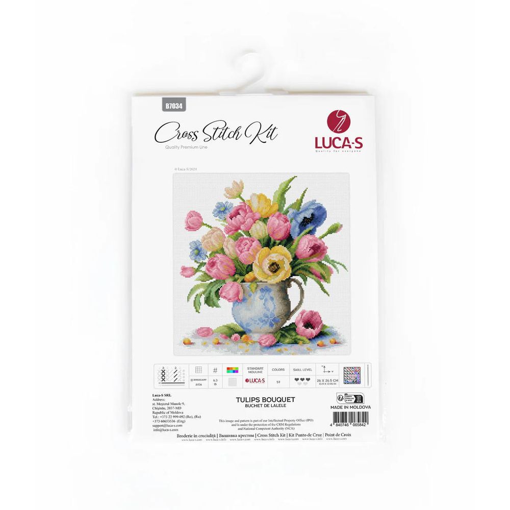 Luca-S B7034  kit point croix  Bouquet de tulipes  1