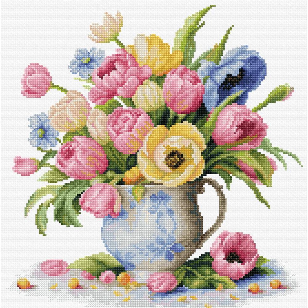 Luca-S B7034  kit point croix  Bouquet de tulipes