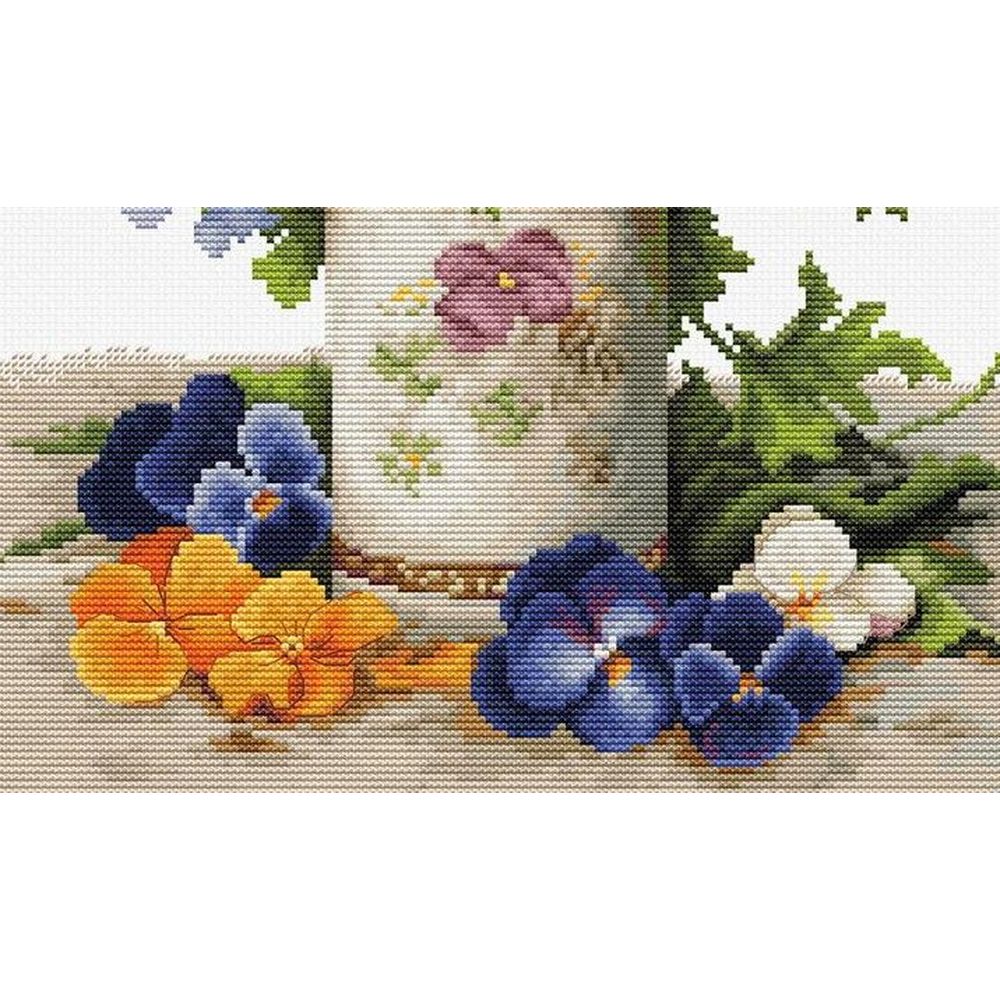 Luca-S B7035  kit point croix compté  Bouquet de Pensées  3