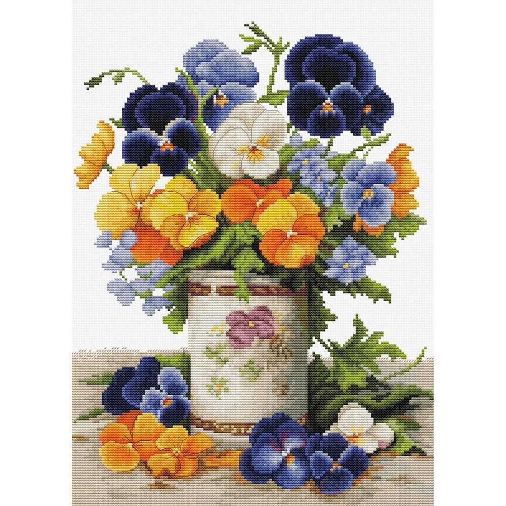 Luca-S B7035  kit point croix compté  Bouquet de Pensées