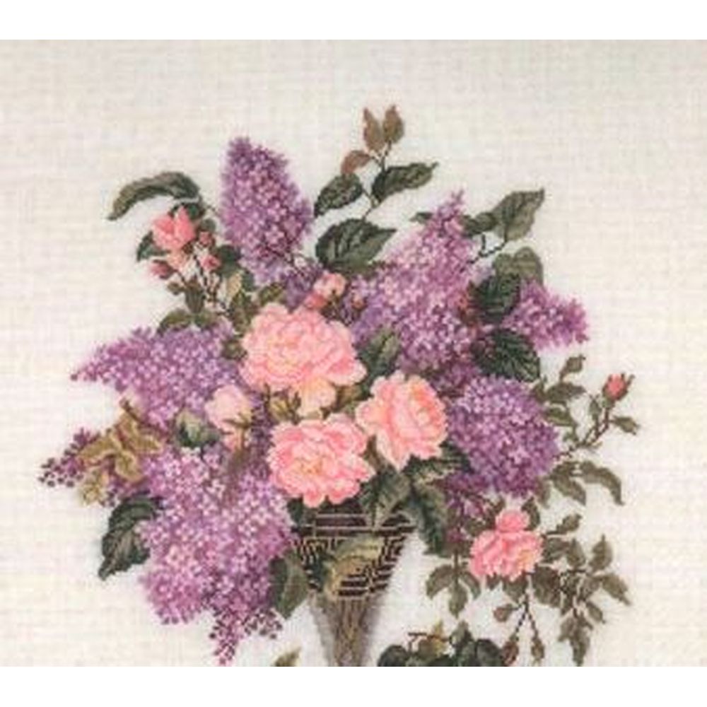 Eva Rosenstand 14-185  kit point croix compté  Lilas et roses  3