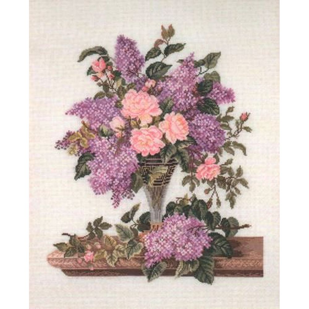 Eva Rosenstand 14-185  kit point croix compté  Lilas et roses