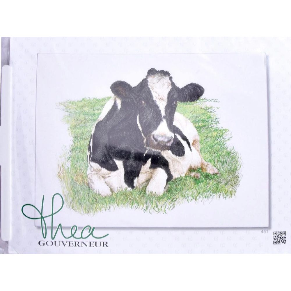 Thea Gouverneur 451  kit point de croix  Vache Holstein  4