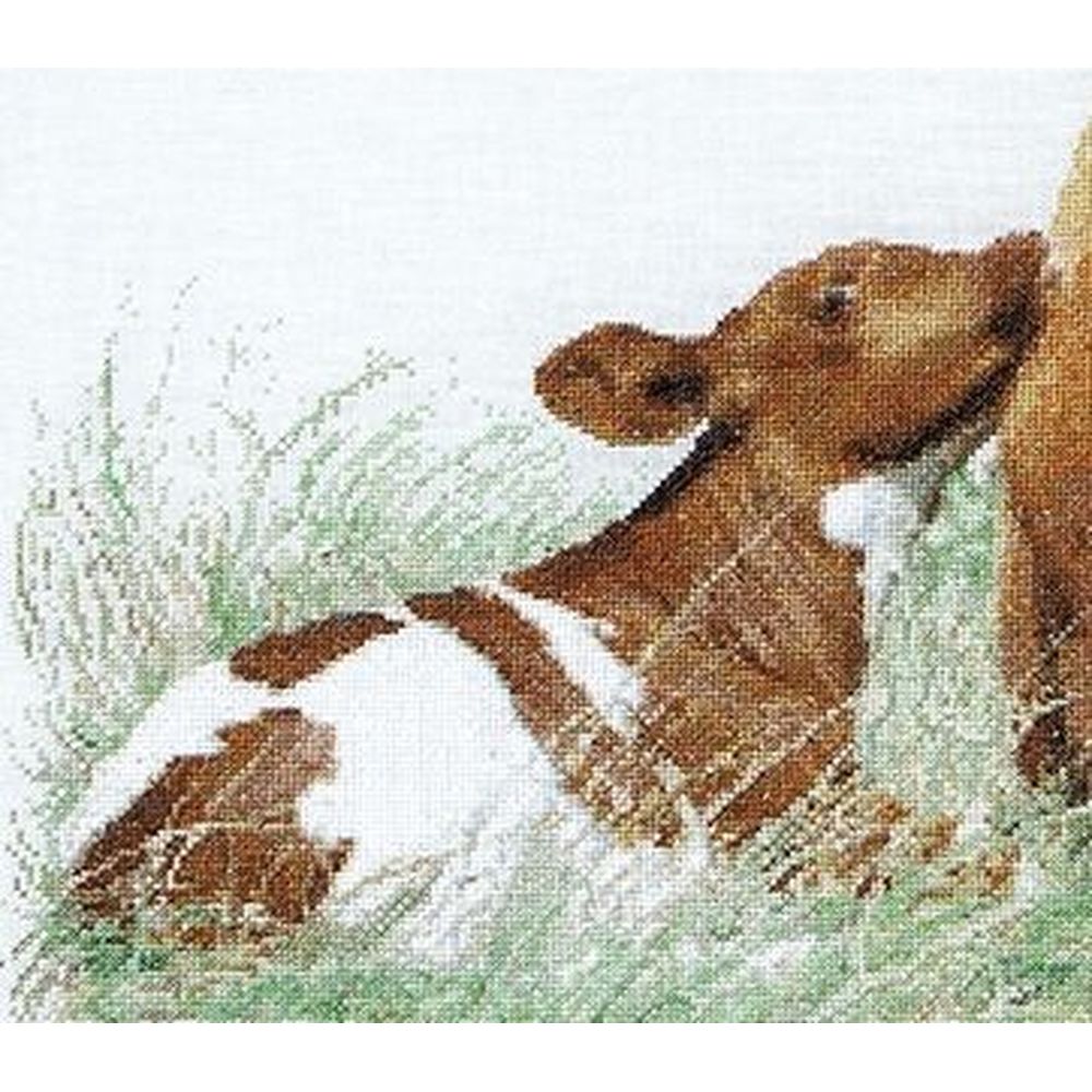 Kit broderie point de croix - La vache dans la prairie - Toison d'or