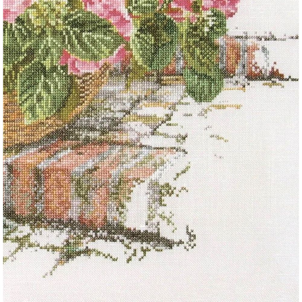 Thea Gouverneur 2047  kit point croix compté  Hortensia rose  5