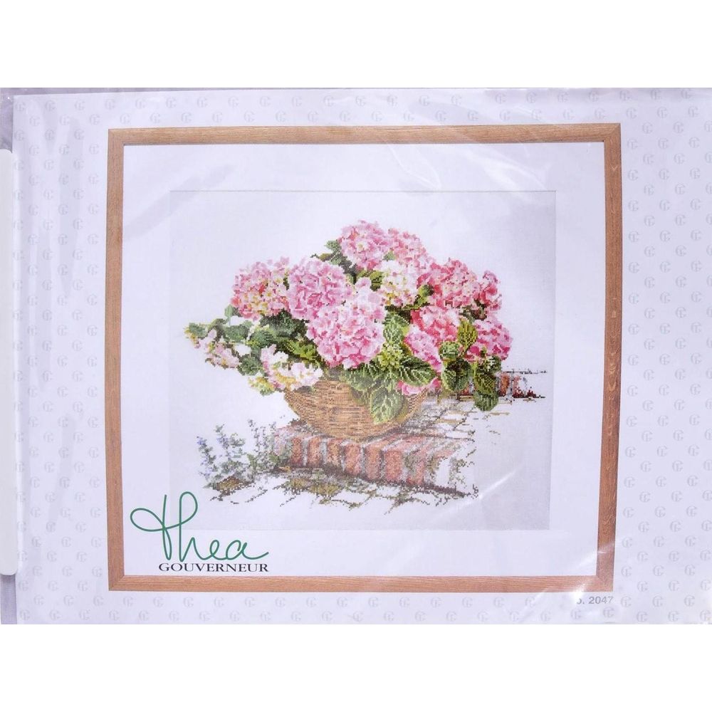 Thea Gouverneur 2036 Hortensia Rose Lin Kit Point De Croix Compté