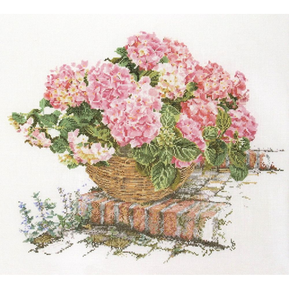 Thea Gouverneur 2047  kit point croix compté  Hortensia rose