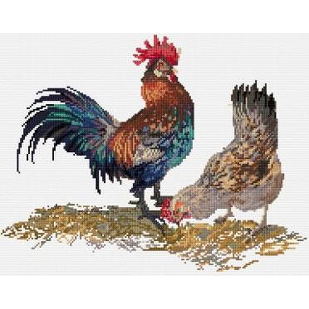 Thea Gouverneur 591  kit point de croix compté  Coq et poule  4