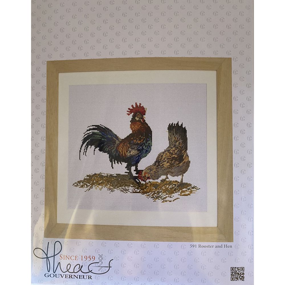 Thea Gouverneur 591  kit point de croix compté  Coq et poule  3