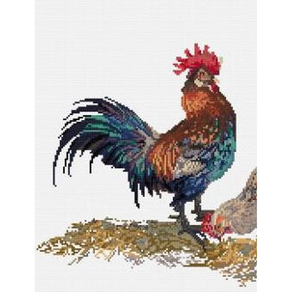 Thea Gouverneur 591  kit point de croix compté  Coq et poule  2
