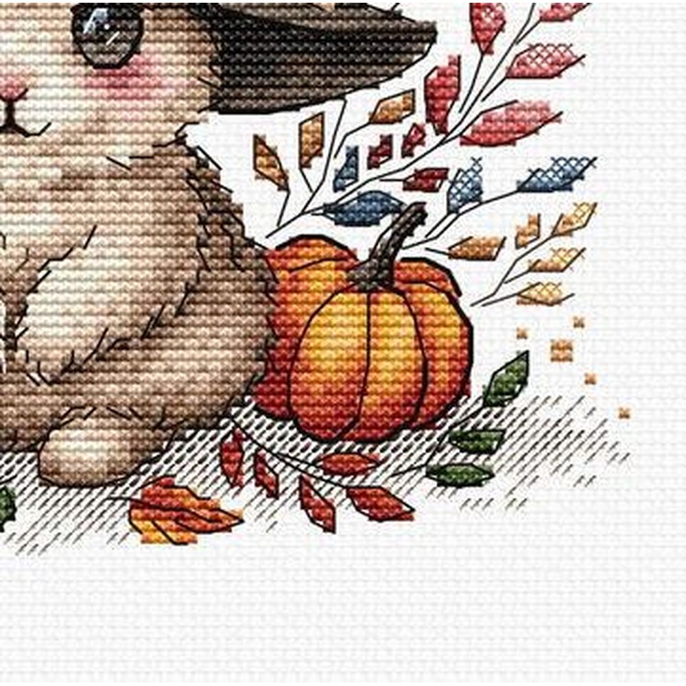 Ava  P075  kit de point croix compté  Lapin magique en automne  3